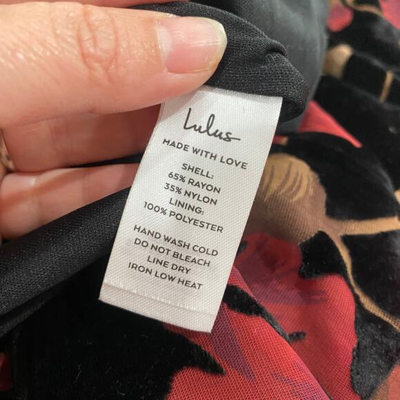 Lulus Evening In Love Black Floral Print Velvet Strapless Mini Dress NWT Sz M - Picture 6 of 11